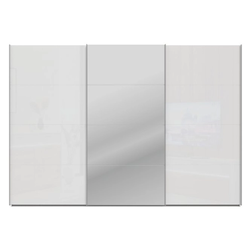 Szafa ubraniowa 300 cm Biały / Biały połysk